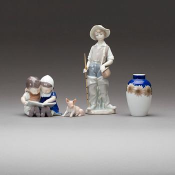 FIGURINER, 3 st samt VAS, bl.a Bing & Gröndahl, porslin, 1900-talets andra hälft.