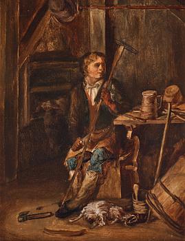 Carl Fredrik von Breda, Interiör av en snickarverkstad med en snickare förfärdigande en krycka.