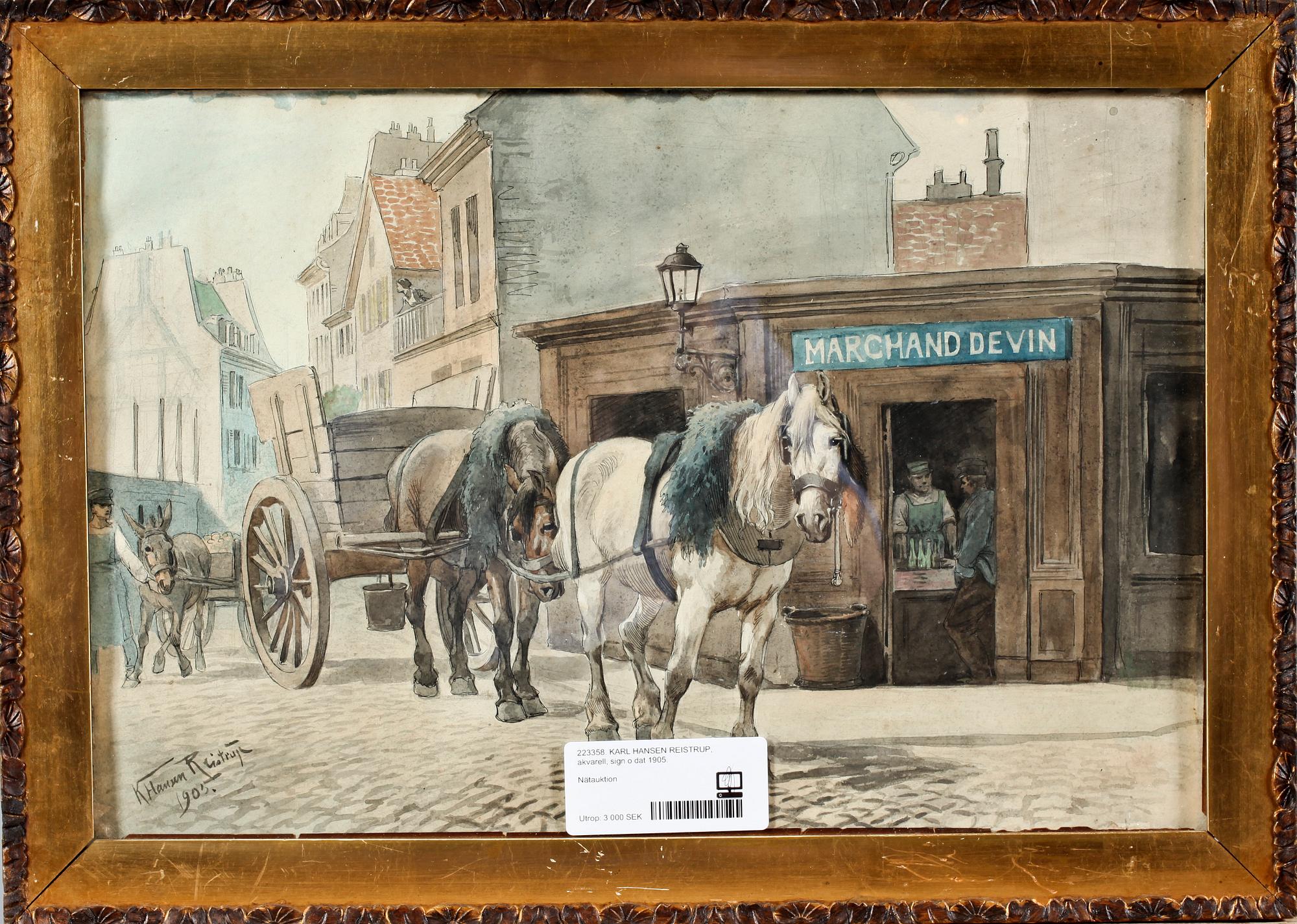 KARL HANSEN REISTRUP, akvarell, sign samt dat 1905.