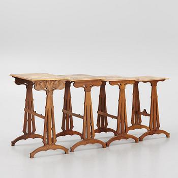 Emile Gallé, nesting tables, four parts, Nancy, France.