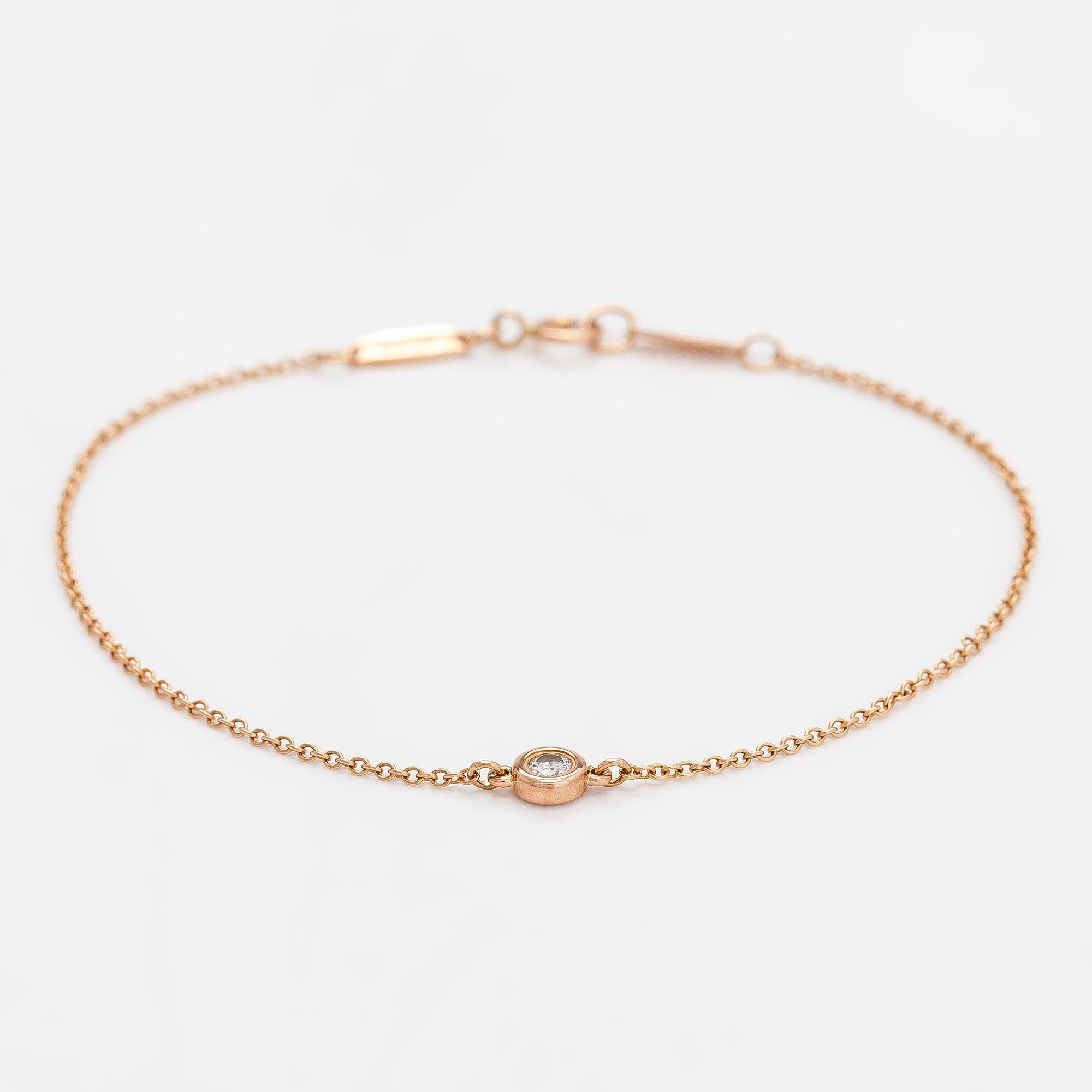 Tiffany & Co, Elsa Peretti, armband, "Diamonds by the Yard", 18K roséguld med en diamant ca 0.05 ct.