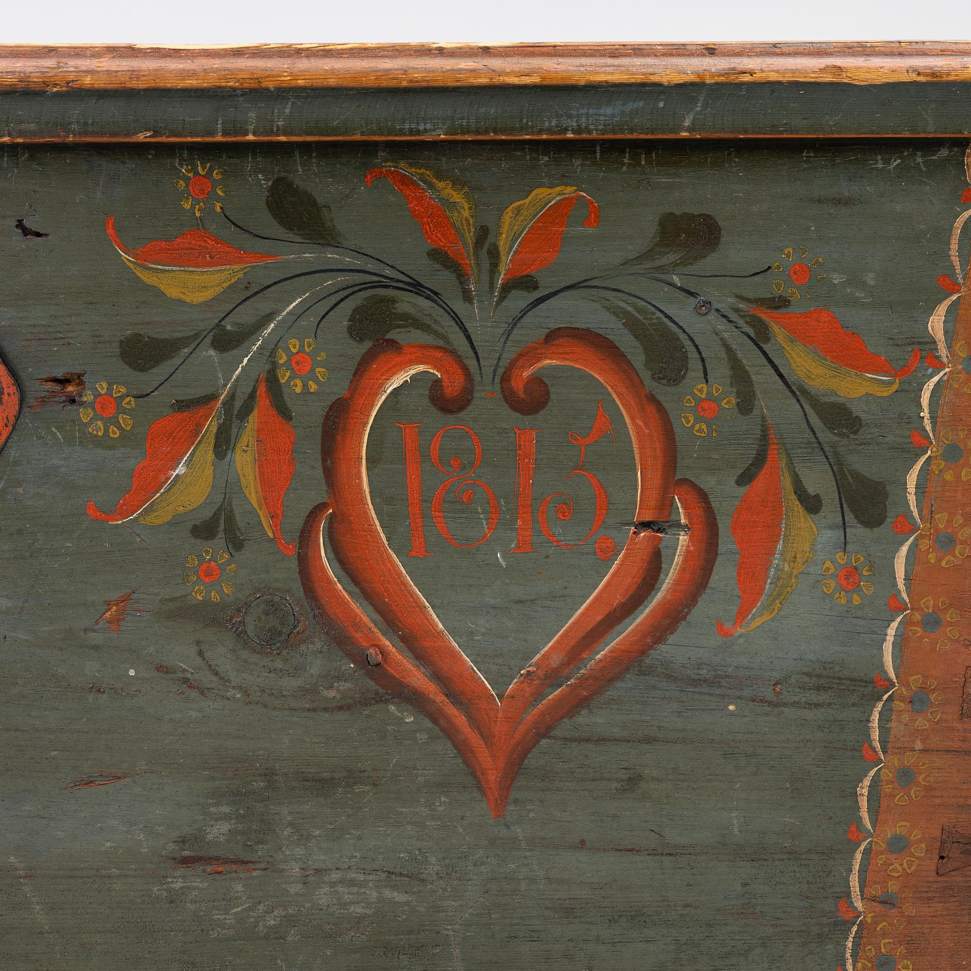 A Swedish painted chest, dated 1815.