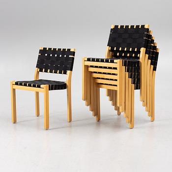 Alvar Aalto, six model 611 chairs, Artek, Finland.