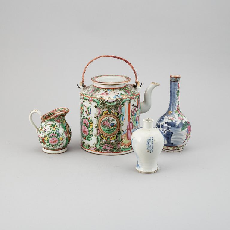 A group of four Chinese porcealin objects, Qing dynasty and later, 19th/20th century.