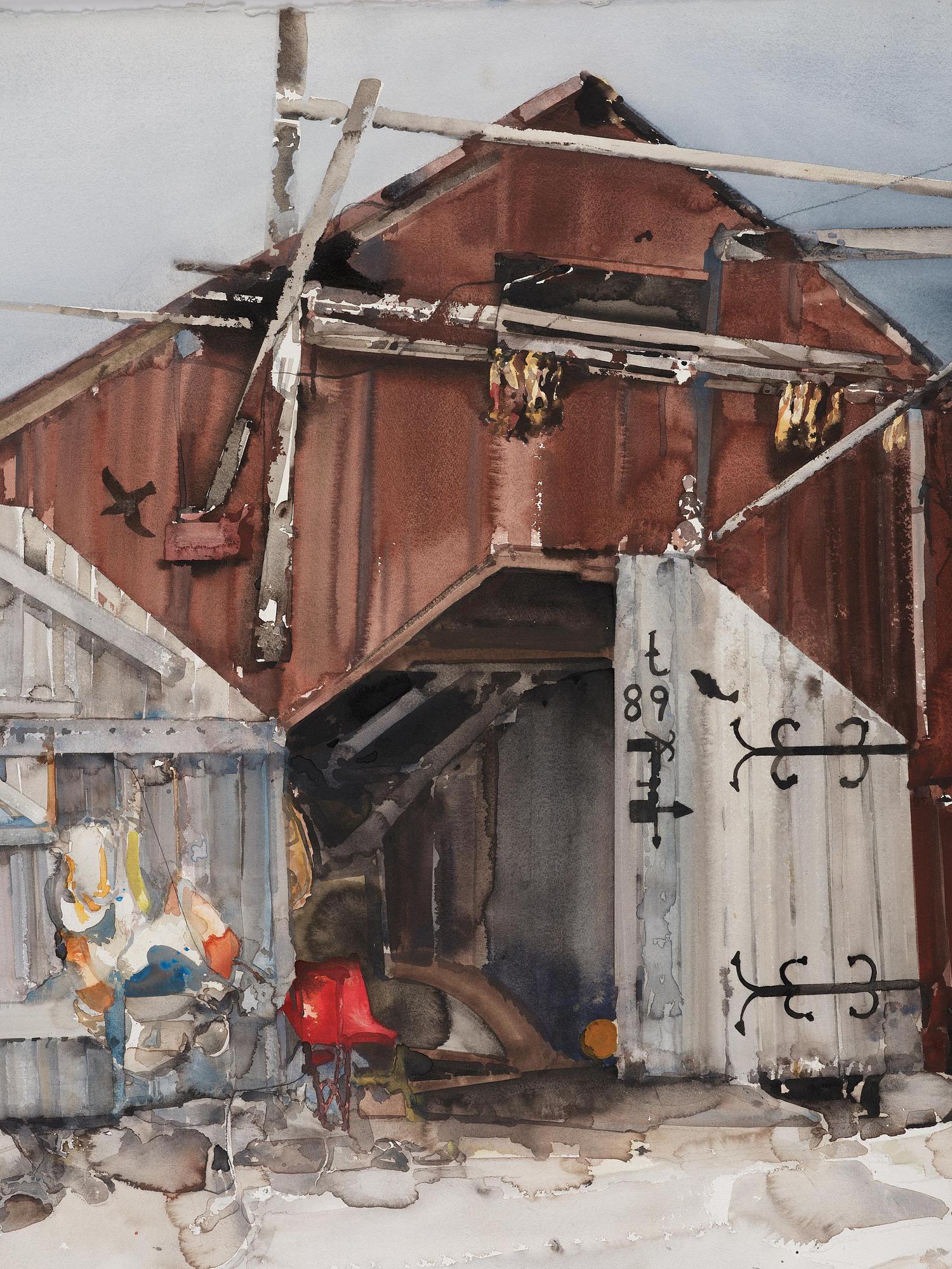 Lars Lerin, Fisherman's cabin, Lofoten.