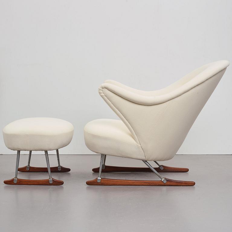 Børge Mogensen, a "model nr 160" easy chair and ottoman by Tage M Christensen & Co, Denmark 1950's.