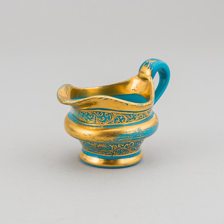 A set of three Russian turkoise glass ware, 19th Century.