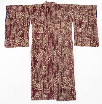 Kimono (five pieces), partially cotton, two pairs of shoes, one pair of socks, and a parasol, Japan, 20th century.