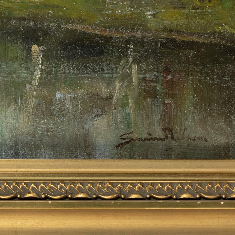 Severin Nilson, Insjölandskap med segelbåtar.