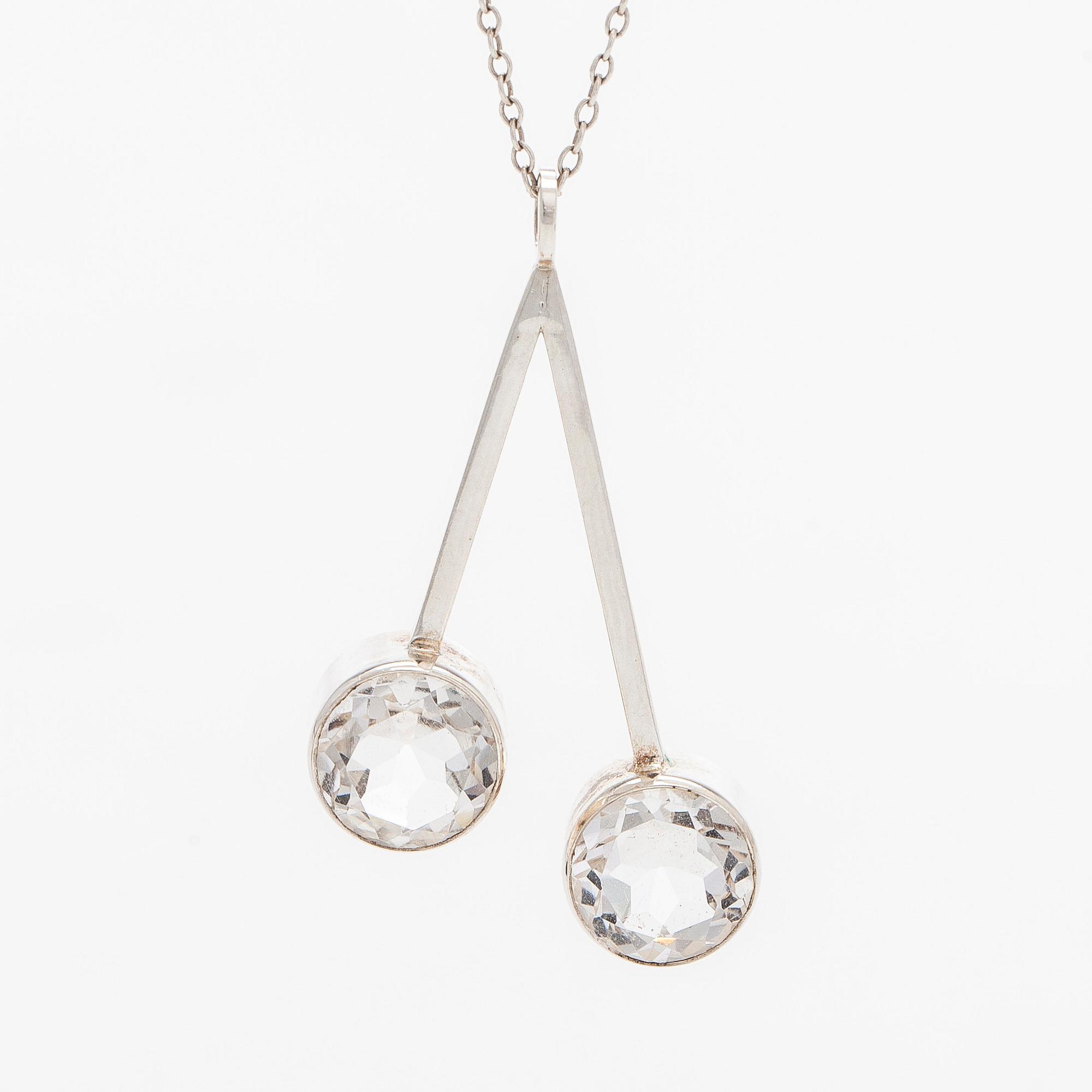 Tuomo Rissanen, halssmycke, bergskristall, silver, Kuopio 1966.