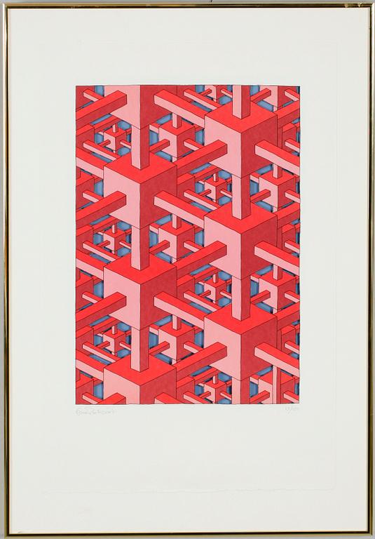 OSCAR REUTERSVÄRD, färglitografi, collage, signerad och numrerad 19/100.