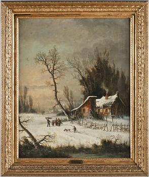 OKÄND KONSTNÄR, olja på duk, bär sign. Edouard Ferey. 1800-tal.