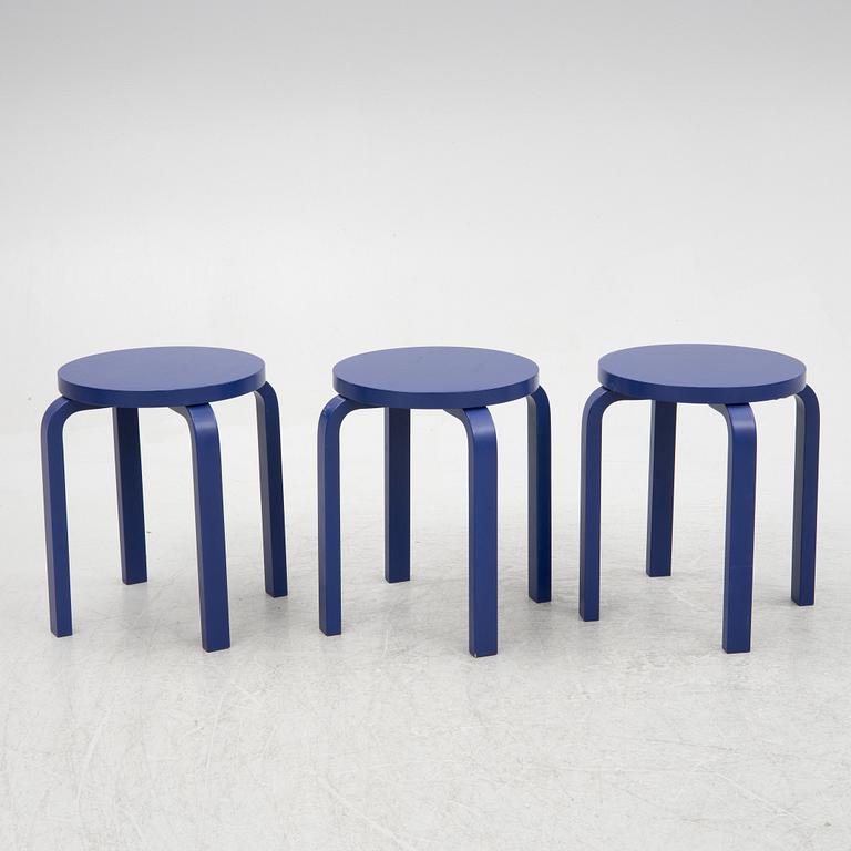 Alvar Aalto, a set of three model '60' stools, Artek, Finland 2011.