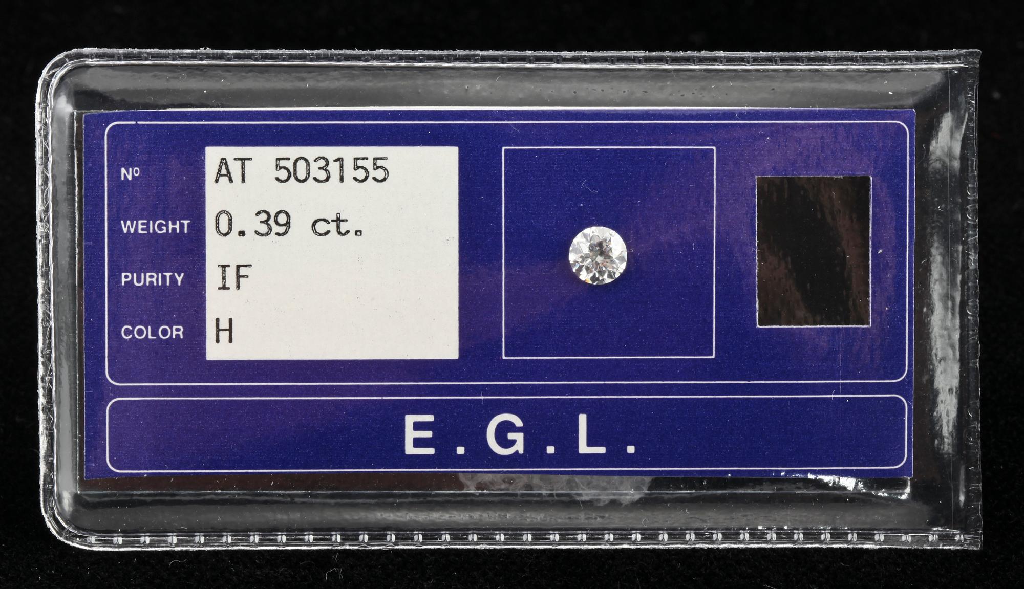 BRILJANTSLIPAD DIAMANT, oinfattad, 0.39 ct.