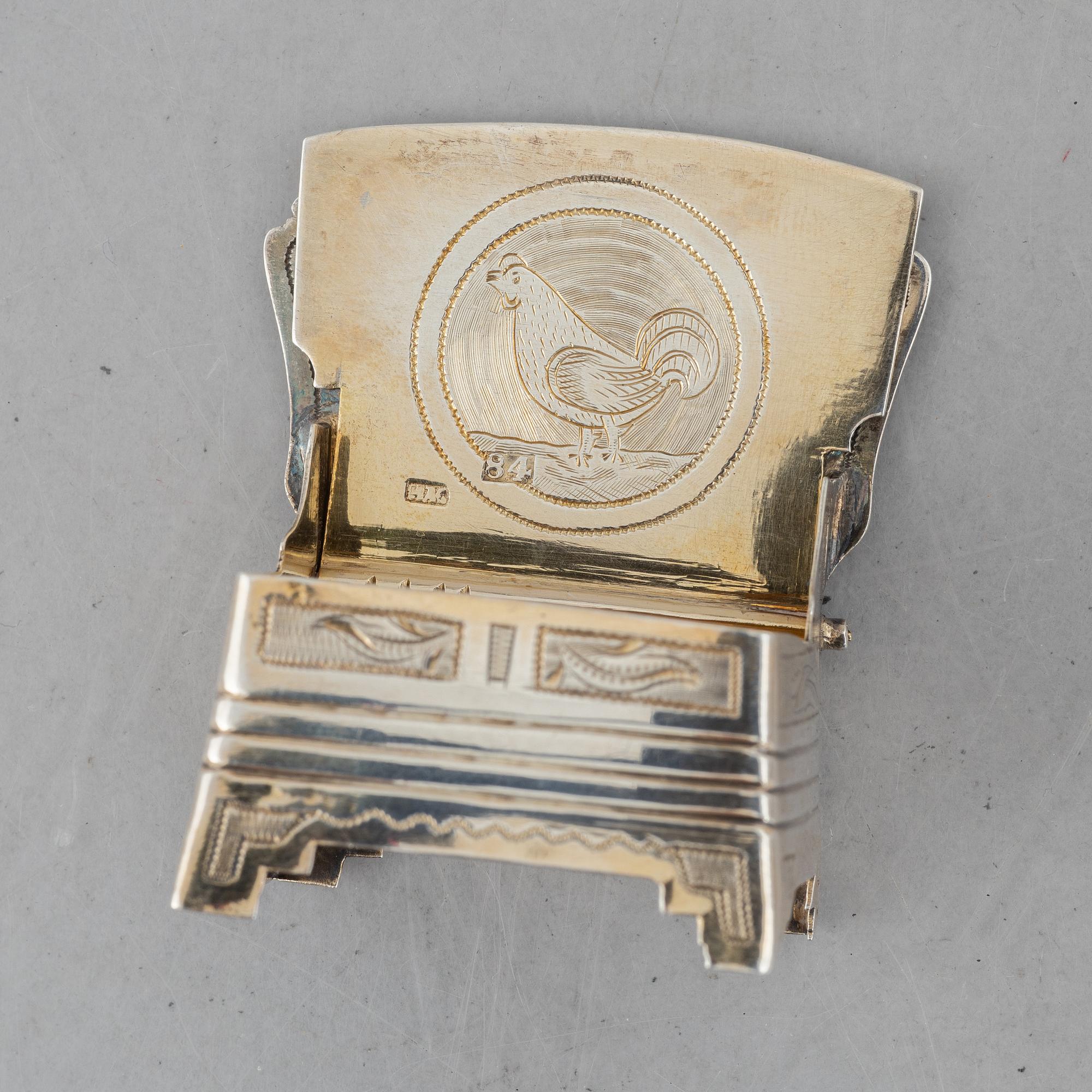 Two Russian silver salt-chairs, Moscow 1880-1885.