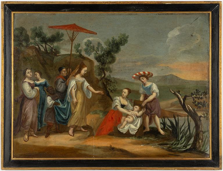Jacob Jacobsz de Wet, his circle, Pharaoh's daughter finds Moses in the reeds.