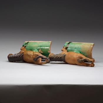 A pair of roof tiles, Ming dynasty, 17th century.