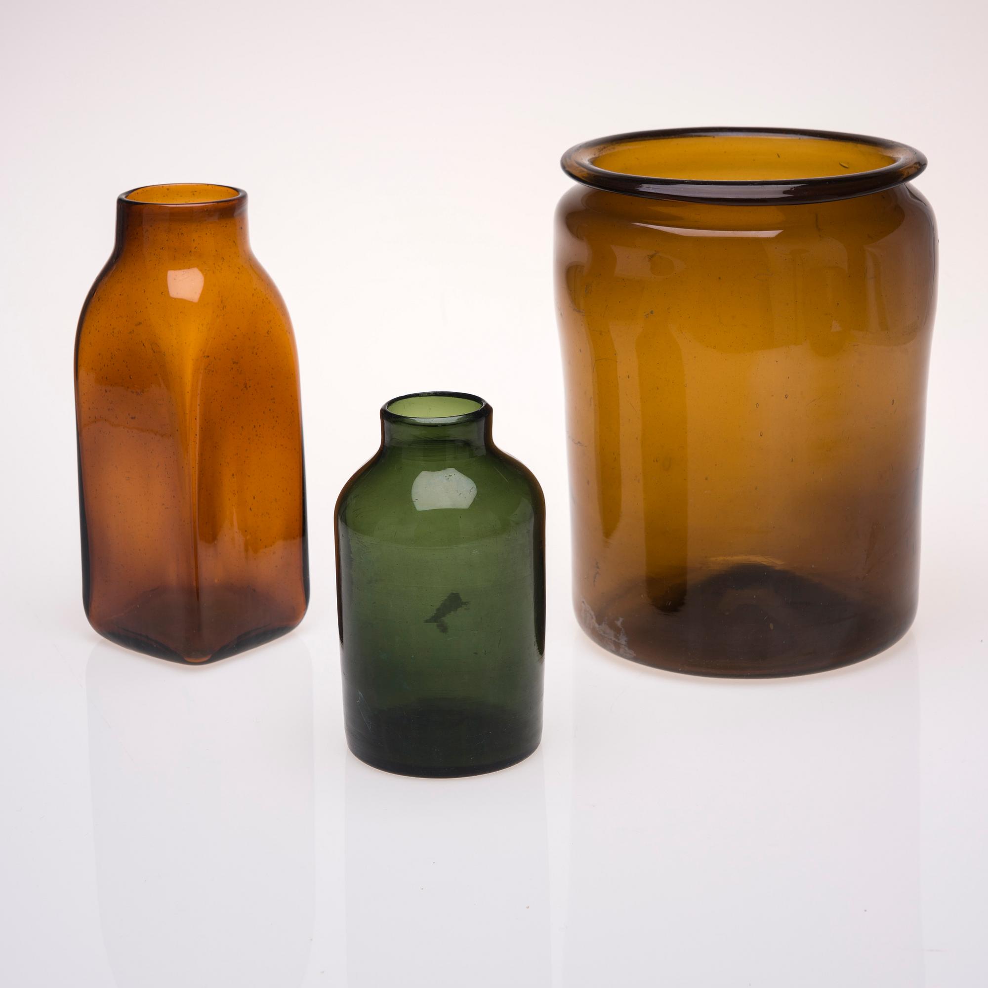 BURKAR, 3 st, glas, Finland 1800-tal.