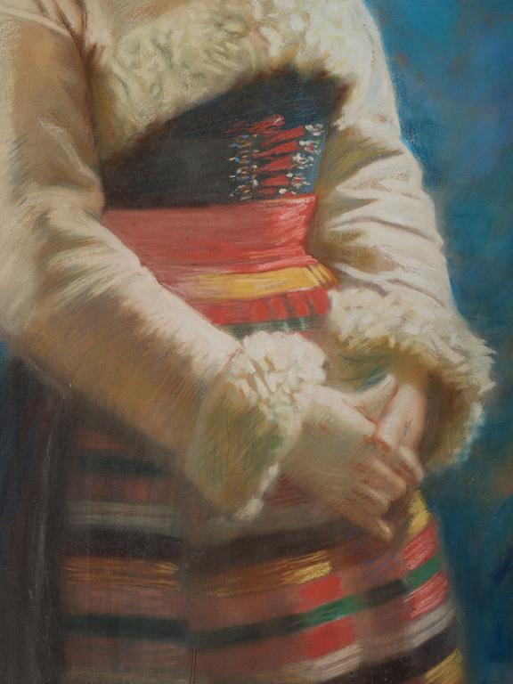 Jenny Nyström, Smiling girl with traditional dress.