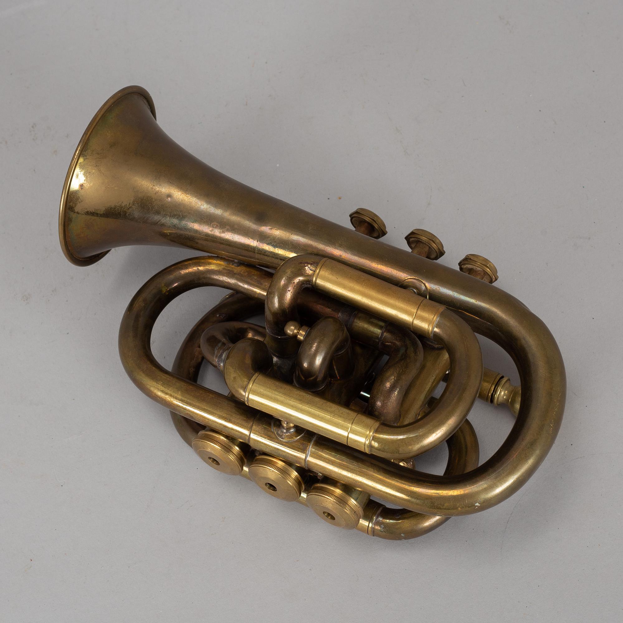A brass "pocket trumpet", 20th century.