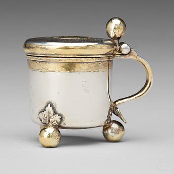 152. A Swedish 18th century parcel-gilt silver miniature-takard, mark of Johan Lorenz Starin, Stockholm 1742.