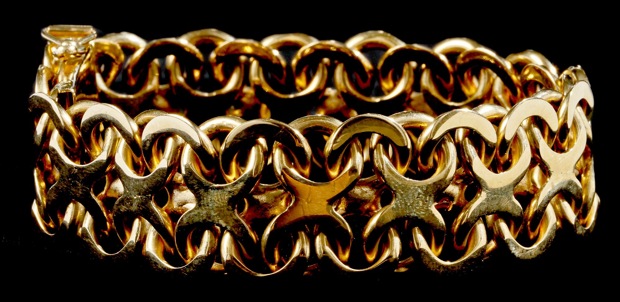 ARMLÄNK, 18k guld, Stockholm, 1966. Vikt 86 g.