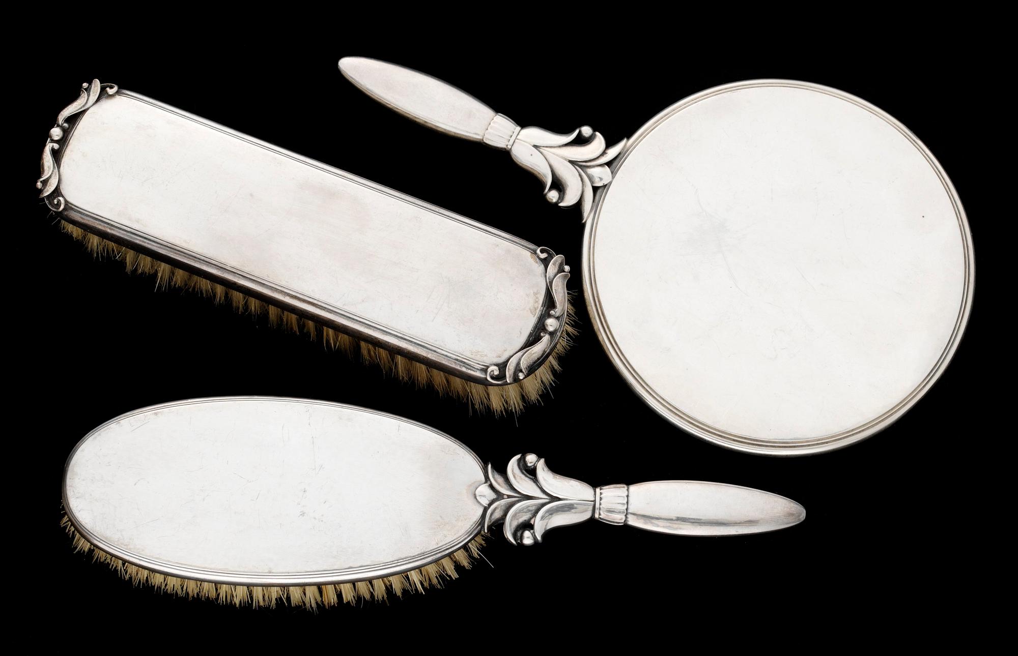 TOILETTEUPPSÄTTNING, 3 delar, silver 925/1000, Georg Jensen, Danmark.