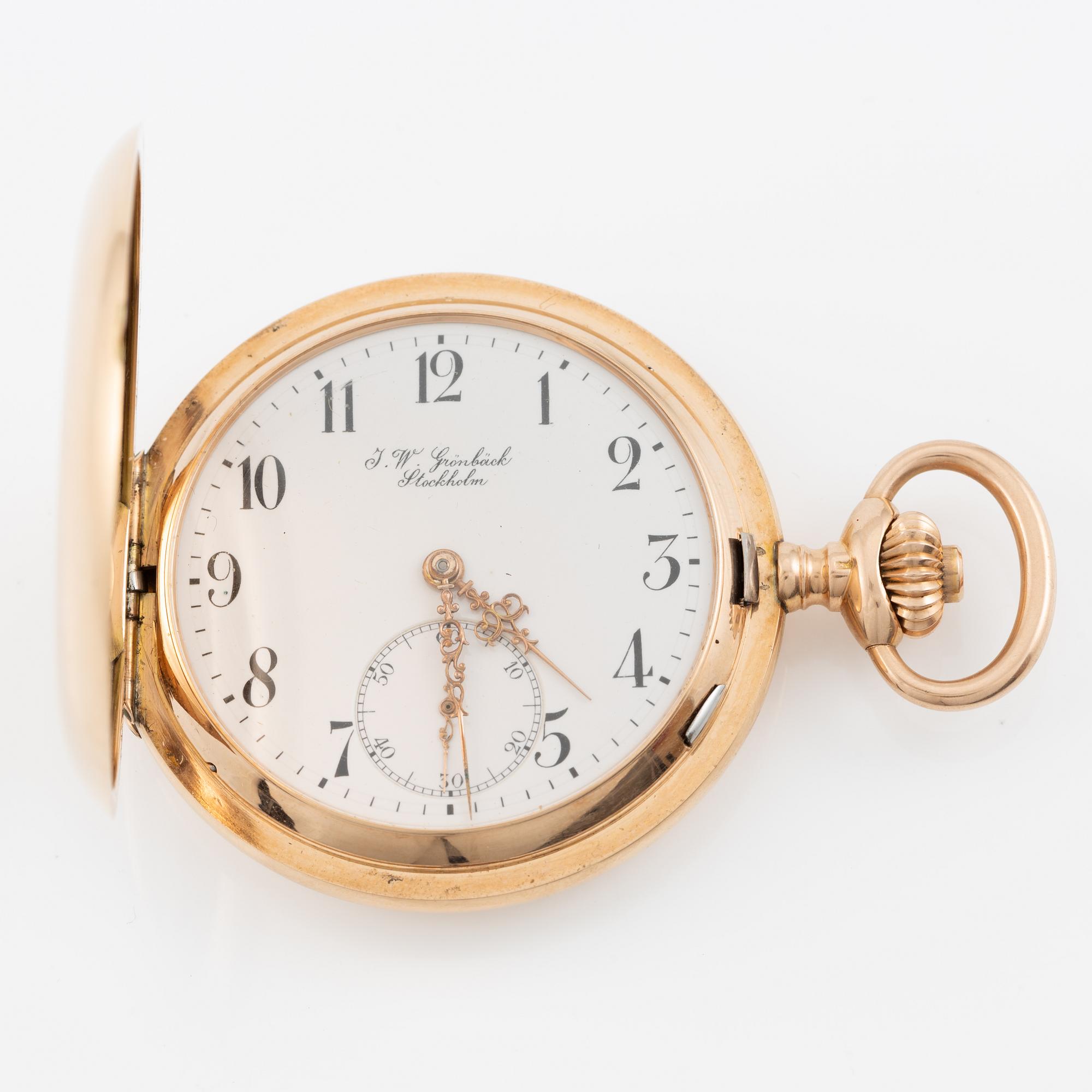 J.W Grönbäck, Stockholm, fickur, savonett, 51 mm.