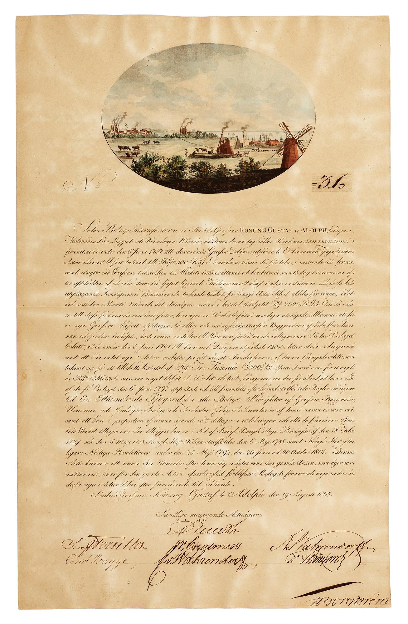 SVENSKA AKTIEBREV 1728-1899, en samling om 1198 aktiebrev samt diverse dokument rörande Göta kanal bolaget såsom regler.
