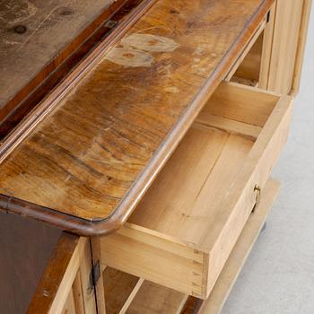 A 19th century walnut veneered  book cabinet.