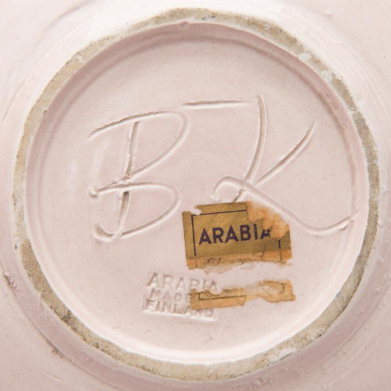 A stoneware bowl signed B.K Arabia.