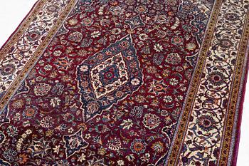 A semi-antique silk Keshan, 208 x 138 cm.