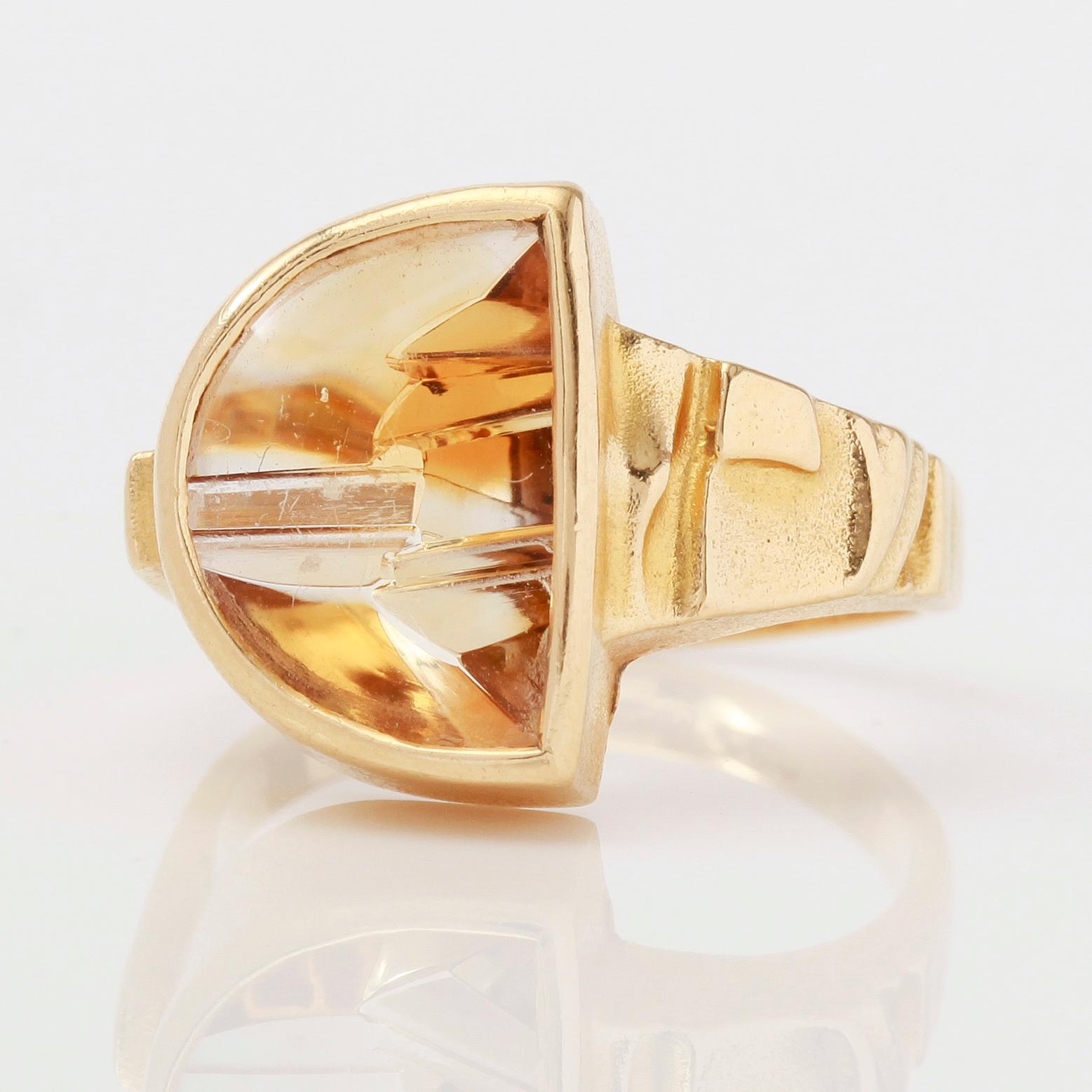 RING, 18K guld och citrin, Björn Weckström, Lapponia, Finland 1980-tal.