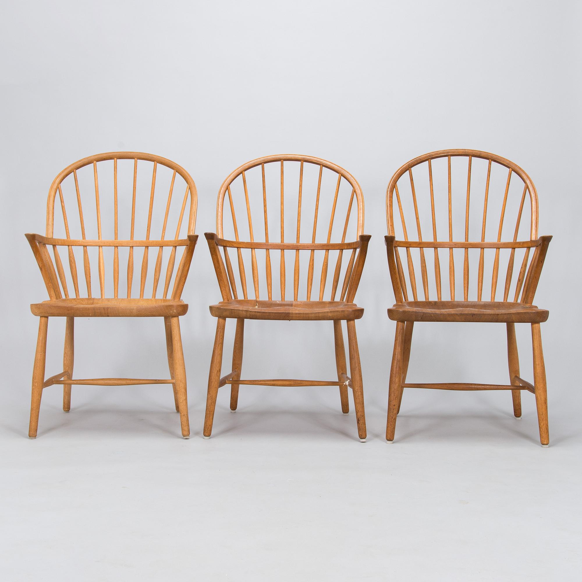 Nojatuoleja, 3 kpl, 1900-luvun loppupuoli.