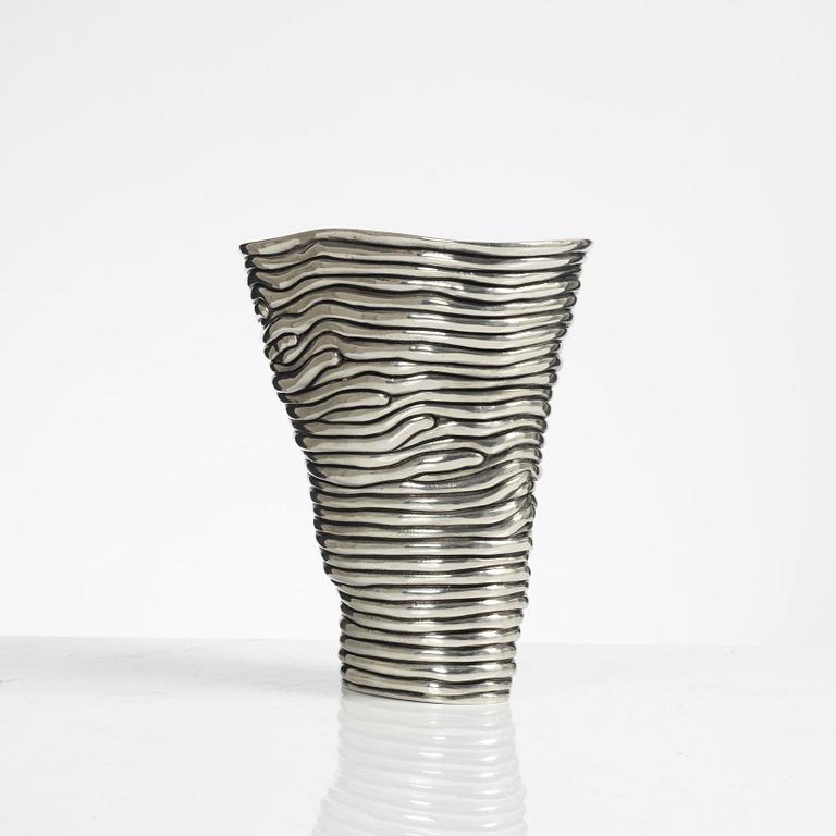Annika Jarring, a pewter vase, "Randig", Svenskt Tenn, Stockholm 2009.