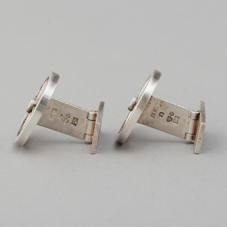 A pair of silver cufflinks by Rolf Karlsson, Enköping, 1974.