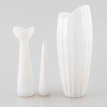 Uno Westerberg, three 'Spectra' glass vases, Pukeberg, Sweden, mid20th century.