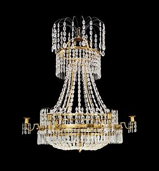 610. A late Gustavian circa 1800 seven-light chandelier.