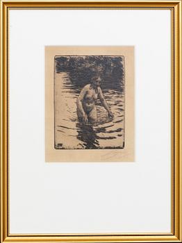 Anders Zorn, a signed etching from 1906.