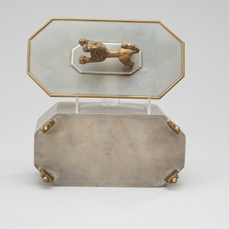 A Swedish Grace pewter and brass box, 1930.