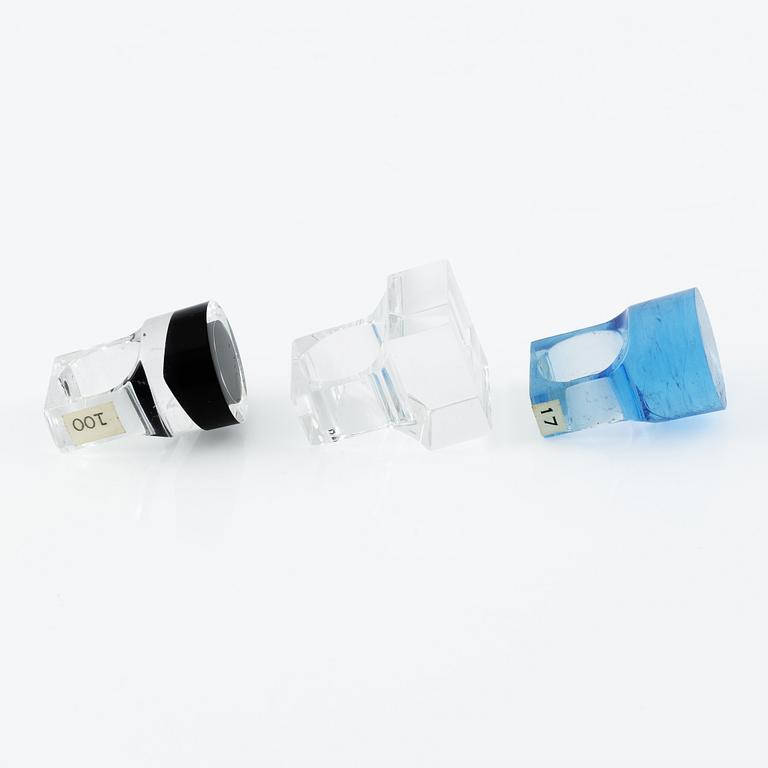 Siv Lagerström, three rings, acrylic plastic. 1970s.