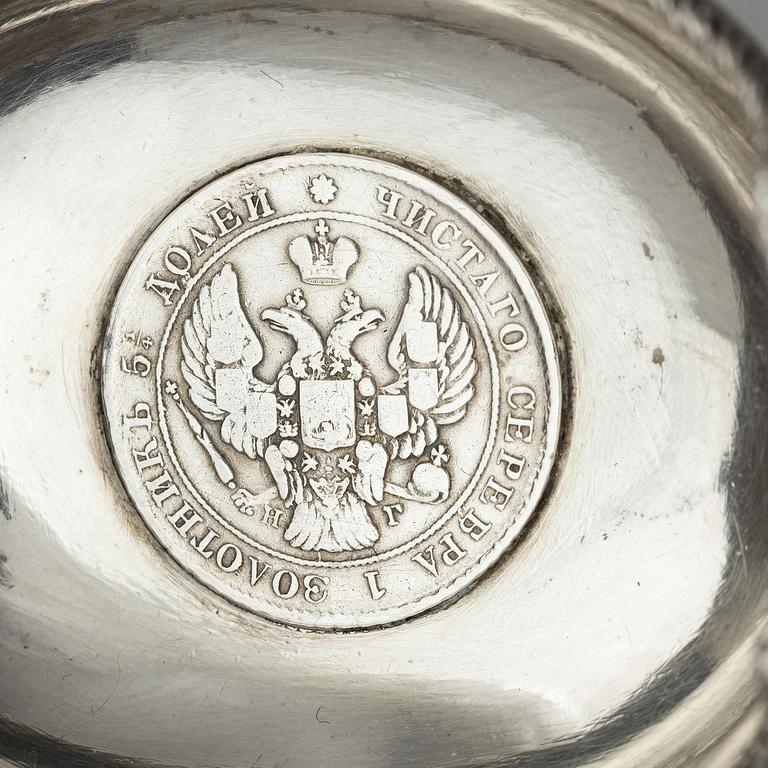A Latvian silver kovsh, unidentified maker's mark, Latvia circa 1920-1939.