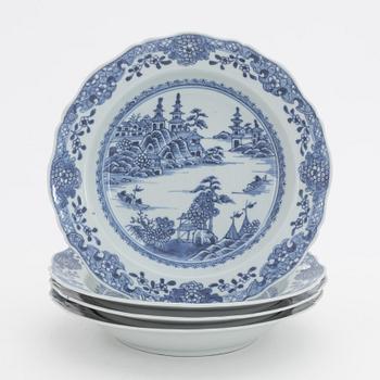 A set of four blue and white soup dishes, Qing dynasty, Qianlong (1736-95).