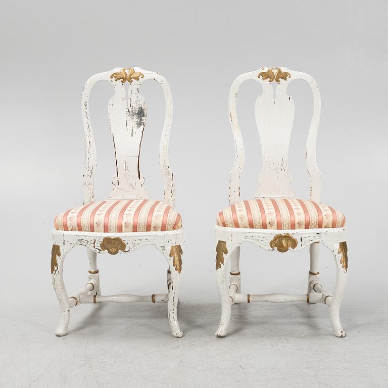 A pair of swedish rococo chairs, second half of the 18th century.