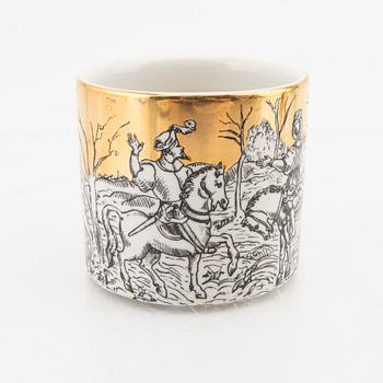 Piero Fornasetti, a set of eight small plates and a mug Italy mid 1900s.