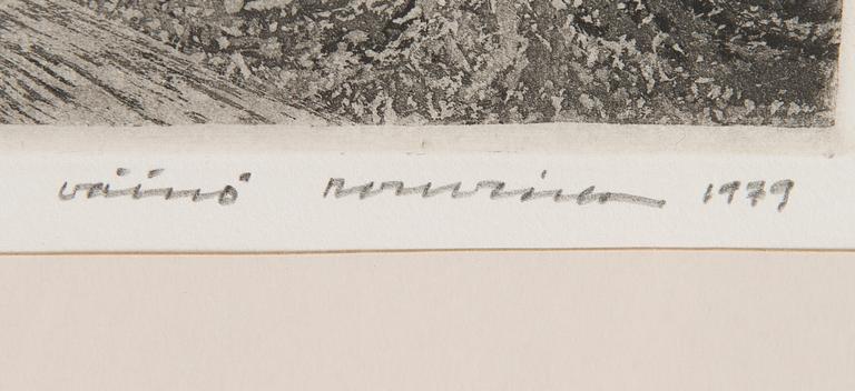 VÄINÖ ROUVINEN, akvatinta, signeerattu ja päivätty 1979. Taiteilijan koevedos.