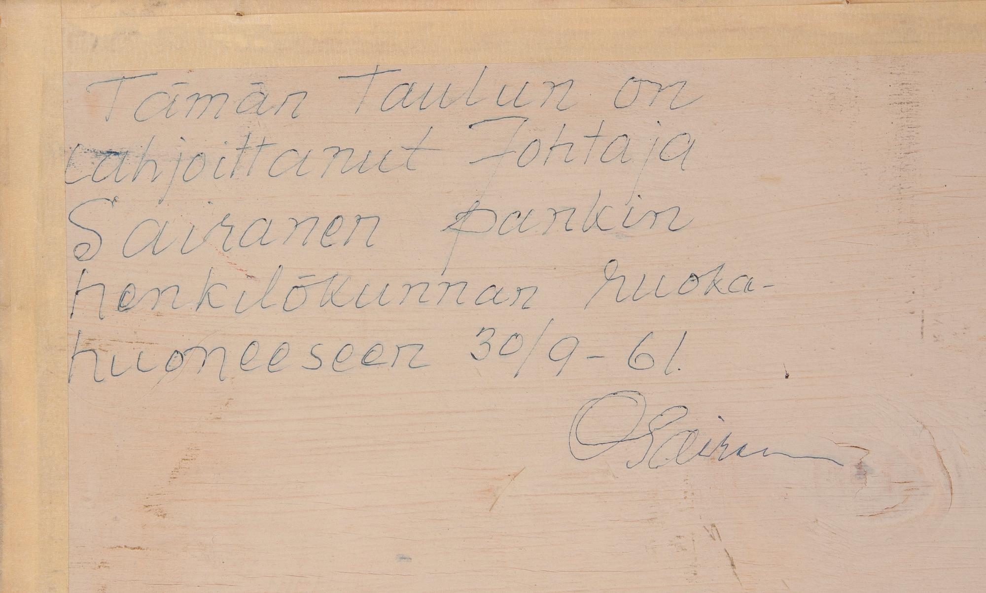 OSKARI PAATELA, olja på skiva, signerad och daterad 1946.