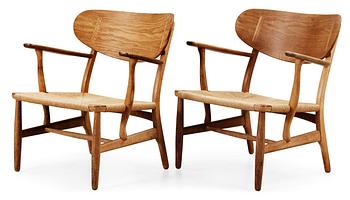 HANS J WEGNER, karmstolar, ett par, Carl Hansen & Son, Danmark.