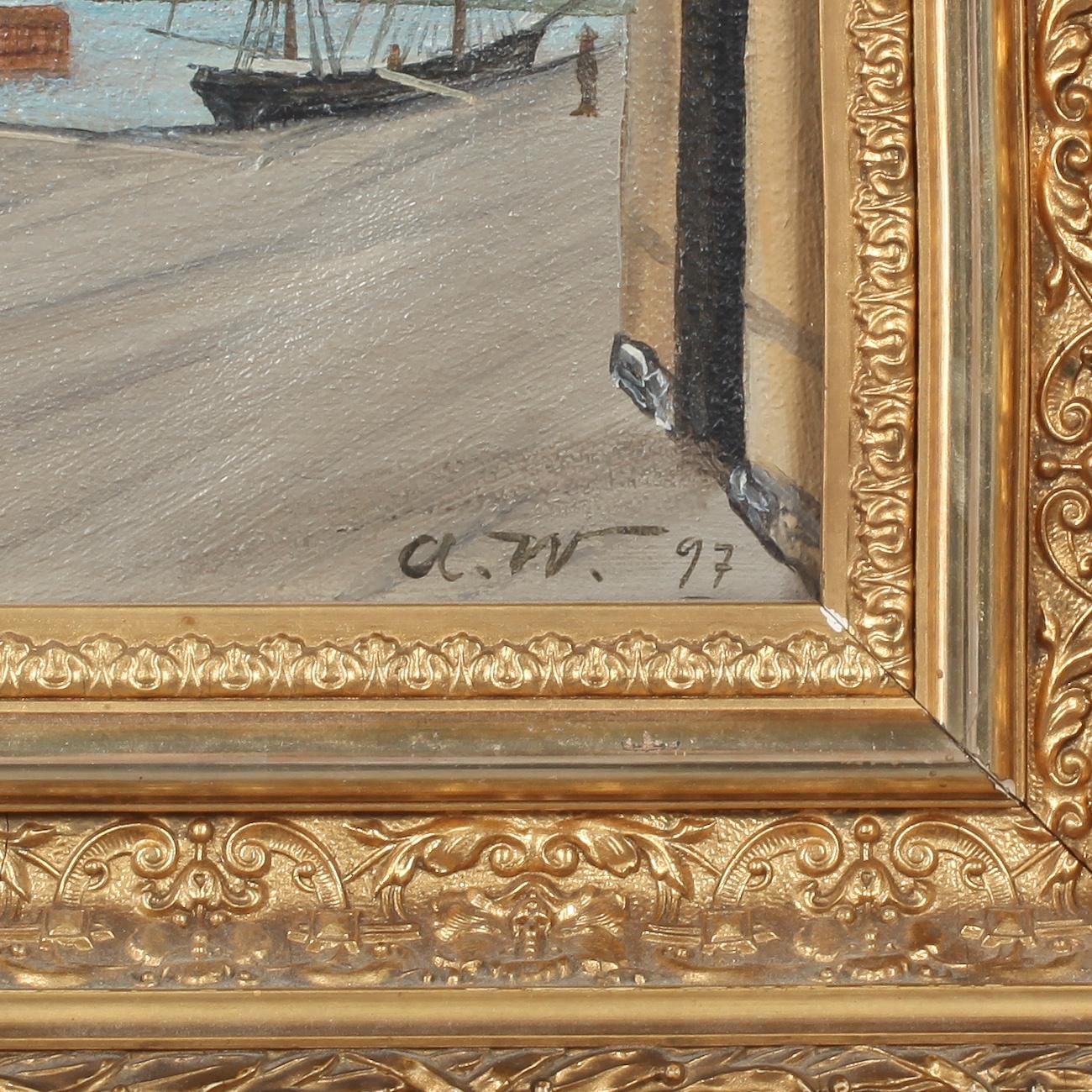 OKÄND KONSTNÄR, 2 st, olja på duk, monogramsignerade och daterade "97" (1897).