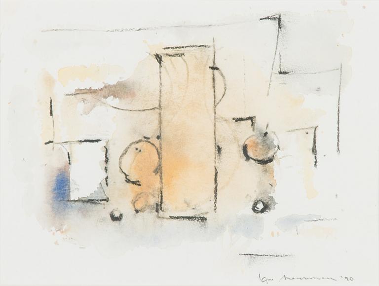 Egon Meuronen, a set of two watercolours, signed and dated -90 -92.